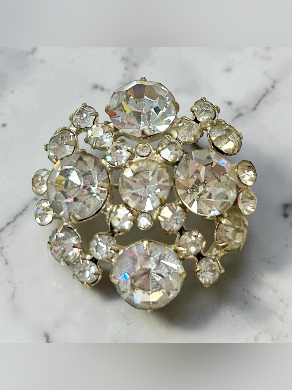 Vintage Sparkling Crystal Domed Brooch